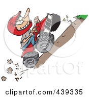 Cartoon Boy Riding An Atv Uphill