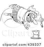 Poster, Art Print Of Cartoon Black And White Outline Design Of A Chubby Woman Diving For A Cake