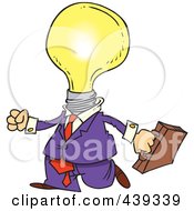 Royalty Free RF Clip Art Illustration Of A Cartoon Light Bulb Headed Businessman by toonaday