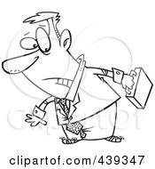 Royalty Free RF Clip Art Illustration Of A Cartoon Black And White Outline Design Of A Stuck Businessman