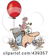 Poster, Art Print Of Cartoon Awry Man Floating Away With A Party Balloon