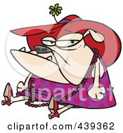 Poster, Art Print Of Cartoon Grumpy Bulldog Dressed In Lady Clothes