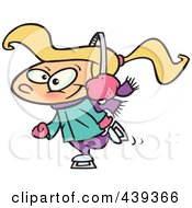 Royalty Free RF Clip Art Illustration Of A Cartoon Happy Ice Skating Girl by toonaday