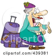 Poster, Art Print Of Cartoon Happy Auntie Greeting By Her Luggage