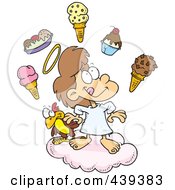 Poster, Art Print Of Cartoon Girl In Heaven With Ice Cream