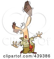 Poster, Art Print Of Cartoon Idle Businessman Balancing A Briefcase On His Nose