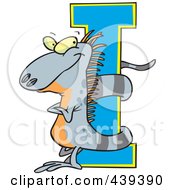 Royalty Free RF Clip Art Illustration Of A Cartoon Iguana With His Tail Wrapped Around An I