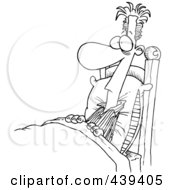 Royalty Free RF Clip Art Illustration Of A Cartoon Black And White Outline Design Of A Sleepless Man Riddled With Insomnia