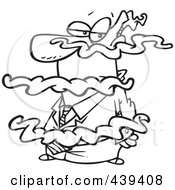 Poster, Art Print Of Cartoon Black And White Outline Design Of A Businessman In A Fog
