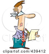 Royalty Free RF Clip Art Illustration Of A Cartoon Blindfolded Businessman Writing A Review by toonaday