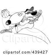 Poster, Art Print Of Cartoon Black And White Outline Design Of A Basketball Dog