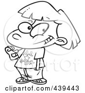 Royalty Free RF Clip Art Illustration Of A Cartoon Black And White Outline Design Of An All Star Girl