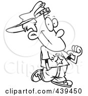 Royalty Free RF Clip Art Illustration Of A Cartoon Black And White Outline Design Of An All Star Boy