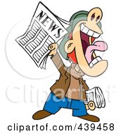 Royalty Free RF Clip Art Illustration Of A Cartoon News Boy Yelling An Announcement