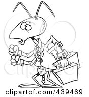 Poster, Art Print Of Cartoon Black And White Outline Design Of A Business Ant