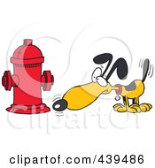 Cartoon Dog Anticipating Relieving Himself On A Hydrant