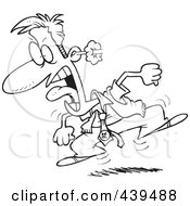 Royalty Free RF Clip Art Illustration Of A Cartoon Black And White Outline Design Of A Furious Businessman Stomping And Screaming