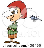 Royalty Free RF Clip Art Illustration Of A Cartoon Paper Plane Annoying A Businesswoman by toonaday