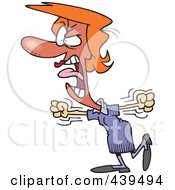 Cartoon Furious Businesswoman Stomping And Screaming