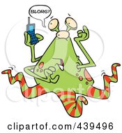 Poster, Art Print Of Cartoon Alien Using A Cell Phone