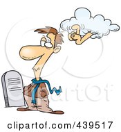 Royalty Free RF Clip Art Illustration Of A Cartoon Ancestral Cloud Tapping A Man In A Graveyard by toonaday