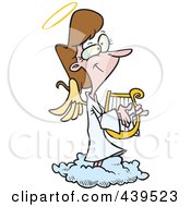 Poster, Art Print Of Cartoon Female Angel Playing A Lyre