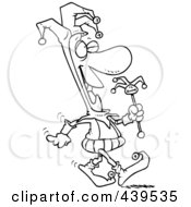 Cartoon Black And White Outline Design Of A Fool Walking
