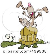 Poster, Art Print Of Cartoon Lazy Hare Riding On A Tortoise