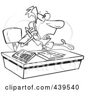 Royalty Free RF Clip Art Illustration Of A Cartoon Black And White Outline Design Of A Businessman Calling Customer Service by toonaday