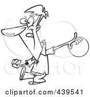 Royalty Free RF Clip Art Illustration Of A Cartoon Black And White Outline Design Of A Man Approaching A Bowling Lane by toonaday