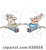 Royalty Free RF Clip Art Illustration Of Cartoon Army And Navy Men Playing Tug Of War by toonaday