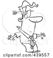 Royalty Free RF Clip Art Illustration Of A Cartoon Black And White Outline Design Of An Arrow Through A Stunned Businessmans Head