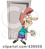 Poster, Art Print Of Cartoon Anxious Woman Scratching A Wall