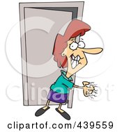 Royalty Free RF Clip Art Illustration Of A Cartoon Anxious Woman Scratching A Wall