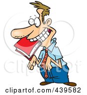 Poster, Art Print Of Cartoon Approval Seeking Employee With A Book In His Mouth