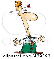Royalty Free RF Clip Art Illustration Of A Cartoon Businessman Noticing An Arrow In His Head by toonaday