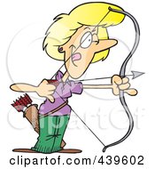 Royalty Free RF Clip Art Illustration Of A Cartoon Female Archer Aiming