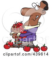 Poster, Art Print Of Cartoon Black Businessman Holding An Armful Of Apples