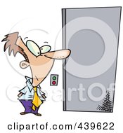 Cartoon Businessman Waiting By An Elevator