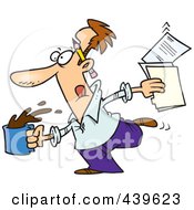 Poster, Art Print Of Cartoon Editor Running With Coffee And Documents
