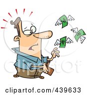 Poster, Art Print Of Cartoon Dollars Flying Out Of A Mans Wallet