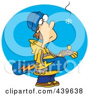Cartoon Eager Snowboarder Waiting For Snow