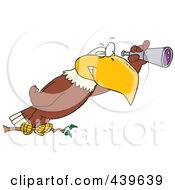 Cartoon Eagle Using A Telescope