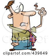 Royalty Free RF Clip Art Illustration Of A Cartoon Businessman Holding Up A Worm by toonaday