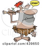 Royalty Free RF Clip Art Illustration Of A Cartoon Caveman Picking His Ear With A Stick