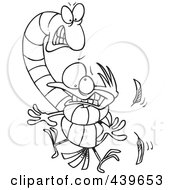 Royalty Free RF Clip Art Illustration Of A Cartoon Black And White Outline Design Of A Big Worm Strangling A Bird by toonaday
