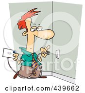 Royalty Free RF Clip Art Illustration Of A Cartoon Businessman Plugging A Letter Into An Electrical Socket by toonaday