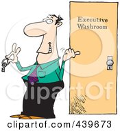 Poster, Art Print Of Cartoon Businessman Holding The Key To An Executive Washroom