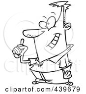 Royalty Free RF Clip Art Illustration Of A Cartoon Black And White Outline Design Of A Man Holding An Easter Egg
