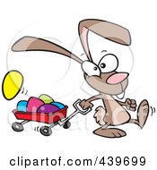 Poster, Art Print Of Cartoon Bunny Pulling A Wagon Of Easter Eggs
